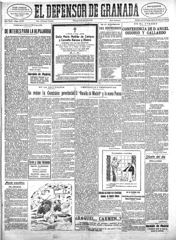 'El Defensor de Granada  : diario político independiente' - Año XLIX Número 24918 Ed. Mañana - 1927 Abril 08