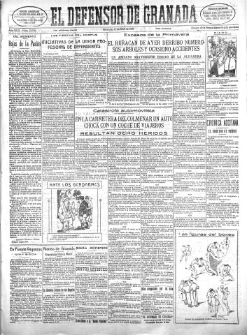 'El Defensor de Granada  : diario político independiente' - Año XLIX Número 24926 Ed. Mañana - 1927 Abril 13