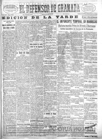 'El Defensor de Granada  : diario político independiente' - Año XLIX Número 24929 Ed. Tarde - 1927 Abril 14