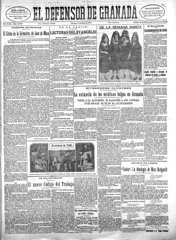 'El Defensor de Granada  : diario político independiente' - Año XLIX Número 24930 Ed. Mañana - 1927 Abril 15