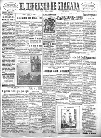 'El Defensor de Granada  : diario político independiente' - Año XLIX Número 24940 Ed. Mañana - 1927 Abril 22
