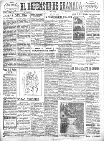 'El Defensor de Granada  : diario político independiente' - Año XLIX Número 24965 Ed. Mañana - 1927 Mayo 06