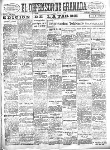 'El Defensor de Granada  : diario político independiente' - Año XLIX Número 24978 Ed. Tarde - 1927 Mayo 13