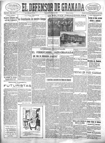 'El Defensor de Granada  : diario político independiente' - Año XLIX Número 24991 Ed. Mañana - 1927 Mayo 21