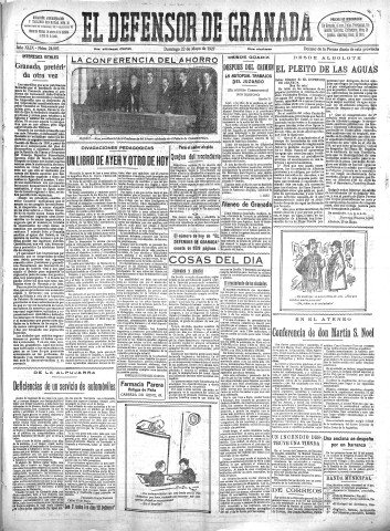 'El Defensor de Granada  : diario político independiente' - Año XLIX Número 24993 Ed. Mañana - 1927 Mayo 22