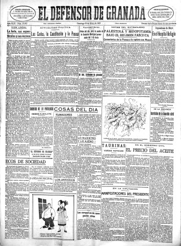 'El Defensor de Granada  : diario político independiente' - Año XLIX Número 25005 Ed. Mañana - 1927 Mayo 29