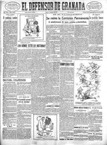 'El Defensor de Granada  : diario político independiente' - Año XLIX Número 25031 Ed. Mañana - 1927 Junio 02