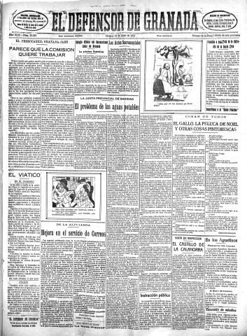 'El Defensor de Granada  : diario político independiente' - Año XLIX Número 25045 Ed. Mañana - 1927 Junio 10
