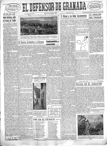 'El Defensor de Granada  : diario político independiente' - Año XLIX Número 25055 Ed. Mañana - 1927 Junio 16