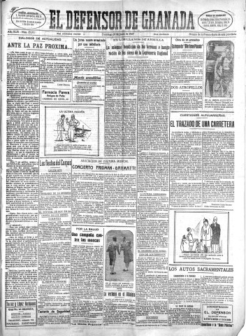 'El Defensor de Granada  : diario político independiente' - Año XLIX Número 25071 Ed. Mañana - 1927 Junio 26
