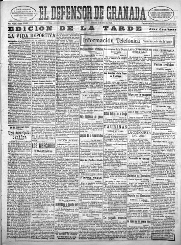 'El Defensor de Granada  : diario político independiente' - Año XLIX Número 25082 Ed. Tarde - 1927 Julio 02