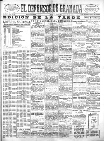 'El Defensor de Granada  : diario político independiente' - Año XLIX Número 25114 Ed. Tarde - 1927 Julio 21