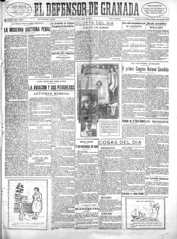 'El Defensor de Granada  : diario político independiente' - Año XLIX Número 25117 Ed. Mañana - 1927 Julio 23