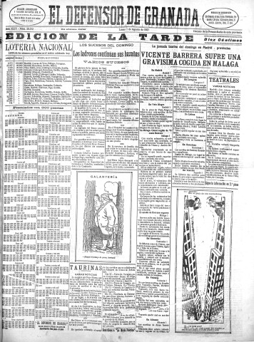 'El Defensor de Granada  : diario político independiente' - Año XLIX Número 25132 Ed. Tarde - 1927 Agosto 01