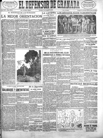 'El Defensor de Granada  : diario político independiente' - Año XLIX Número 25155 Ed. Mañana - 1927 Agosto 14