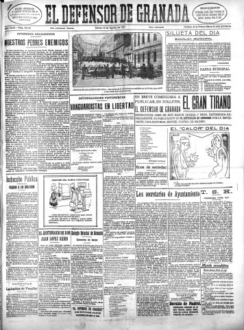 'El Defensor de Granada  : diario político independiente' - Año XLIX Número 25161 Ed. Mañana - 1927 Agosto 18