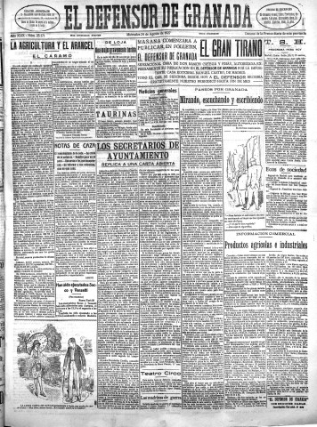 'El Defensor de Granada  : diario político independiente' - Año XLIX Número 25171 Ed. Mañana - 1927 Agosto 24