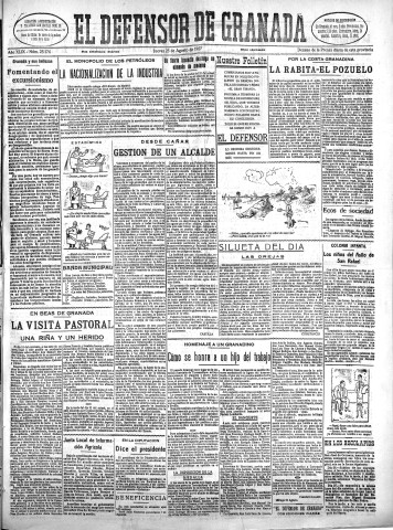 'El Defensor de Granada  : diario político independiente' - Año XLIX Número 25174 Ed. Mañana - 1927 Agosto 25