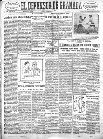 'El Defensor de Granada  : diario político independiente' - Año XLIX Número 25190 Ed. Mañana - 1927 Septiembre 03