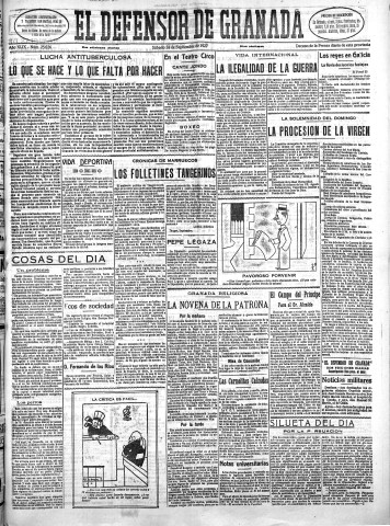 'El Defensor de Granada  : diario político independiente' - Año XLIX Número 25226 Ed. Mañana - 1927 Septiembre 24