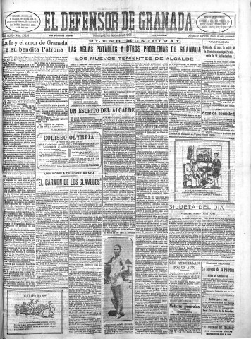 'El Defensor de Granada  : diario político independiente' - Año XLIX Número 25228 Ed. Mañana - 1927 Septiembre 25