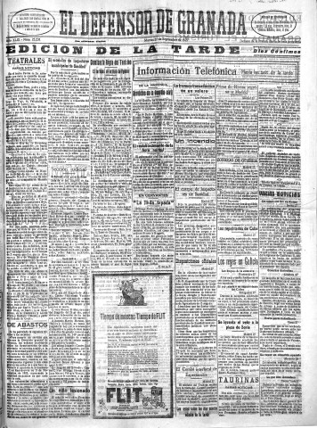 'El Defensor de Granada  : diario político independiente' - Año XLIX Número 25231 Ed. Tarde - 1927 Septiembre 27