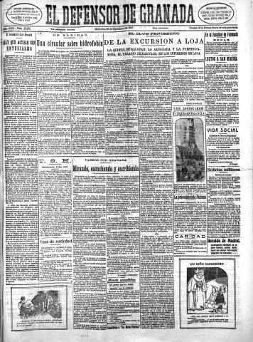 'El Defensor de Granada  : diario político independiente' - Año XLIX Número 25232 Ed. Mañana - 1927 Septiembre 28