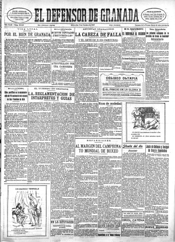 'El Defensor de Granada  : diario político independiente' - Año XLIX Número 25246  - 1927 Octubre 05