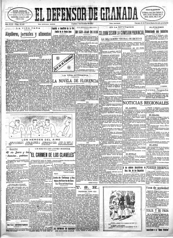 'El Defensor de Granada  : diario político independiente' - Año XLIX Número 25250  - 1927 Octubre 07