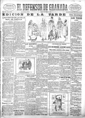 'El Defensor de Granada  : diario político independiente' - Año XLIX Número 25254 Ed. Tarde - 1927 Octubre 10