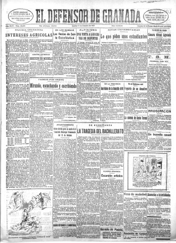 'El Defensor de Granada  : diario político independiente' - Año XLIX Número 25255 Ed. Mañana - 1927 Octubre 11