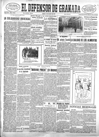 'El Defensor de Granada  : diario político independiente' - Año XLIX Número 25262 Ed. Mañana - 1927 Octubre 15