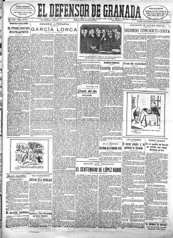'El Defensor de Granada  : diario político independiente' - Año XLIX Número 25274 Ed. Mañana - 1927 Octubre 22