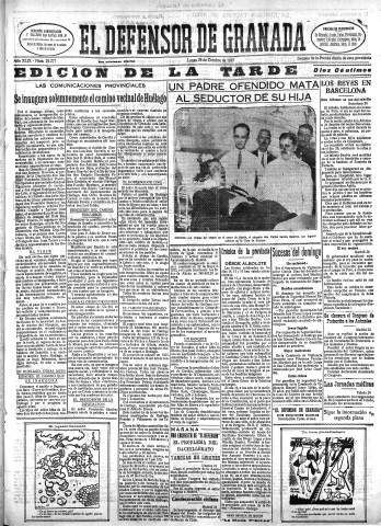 'El Defensor de Granada  : diario político independiente' - Año XLIX Número 25277 Ed. Tarde - 1927 Octubre 24