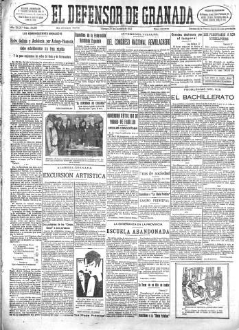 'El Defensor de Granada  : diario político independiente' - Año XLIX Número 25284 Ed. Mañana - 1927 Octubre 28