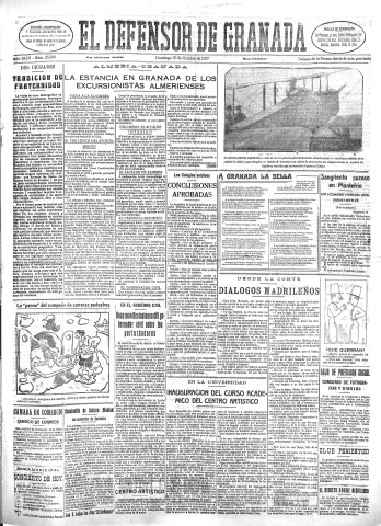 'El Defensor de Granada  : diario político independiente' - Año XLIX Número 25288 Ed. Mañana - 1927 Octubre 30