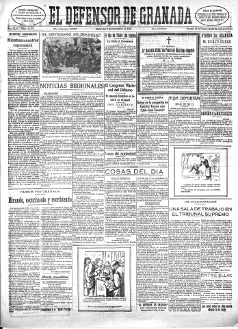 'El Defensor de Granada  : diario político independiente' - Año XLIX Número 25292 Ed. Mañana - 1927 Noviembre 02