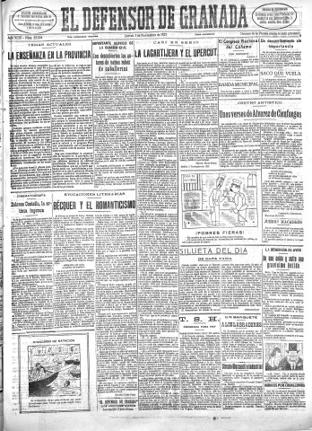 'El Defensor de Granada  : diario político independiente' - Año XLIX Número 25294 Ed. Mañana - 1927 Noviembre 03
