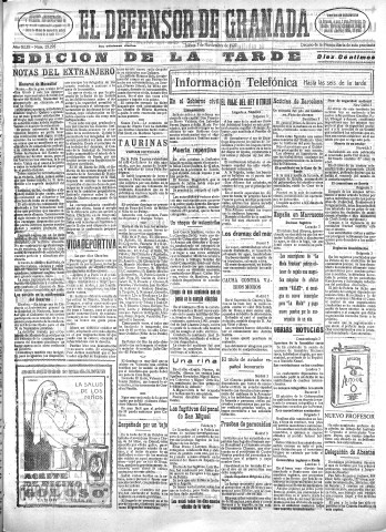'El Defensor de Granada  : diario político independiente' - Año XLIX Número 25295 Ed. Tarde - 1927 Noviembre 03
