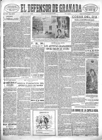 'El Defensor de Granada  : diario político independiente' - Año XLIX Número 25296 Ed. Mañana - 1927 Noviembre 04