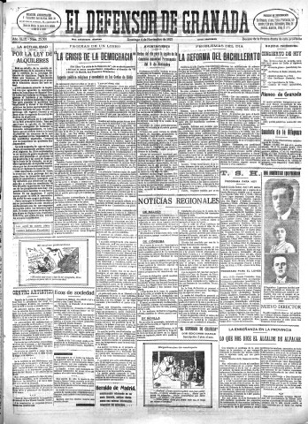 'El Defensor de Granada  : diario político independiente' - Año XLIX Número 25300 Ed. Mañana - 1927 Noviembre 06