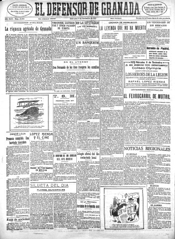 'El Defensor de Granada  : diario político independiente' - Año XLIX Número 25305 Ed. Mañana - 1927 Noviembre 09