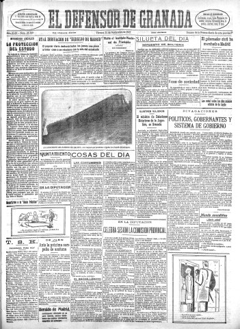 'El Defensor de Granada  : diario político independiente' - Año XLIX Número 25309 Ed. Mañana - 1927 Noviembre 11
