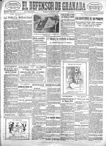 'El Defensor de Granada  : diario político independiente' - Año XLIX Número 25313 Ed. Mañana - 1927 Noviembre 13