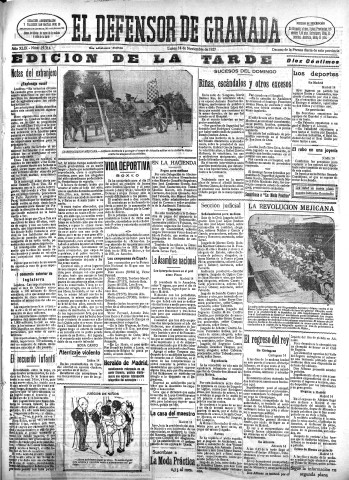 'El Defensor de Granada  : diario político independiente' - Año XLIX Número 25314 Ed. Tarde - 1927 Noviembre 14