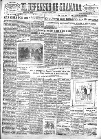'El Defensor de Granada  : diario político independiente' - Año XLIX Número 25315 Ed. Mañana - 1927 Noviembre 15