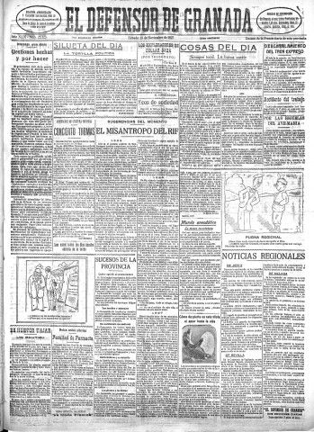 'El Defensor de Granada  : diario político independiente' - Año XLIX Número 25323 Ed. Mañana - 1927 Noviembre 19