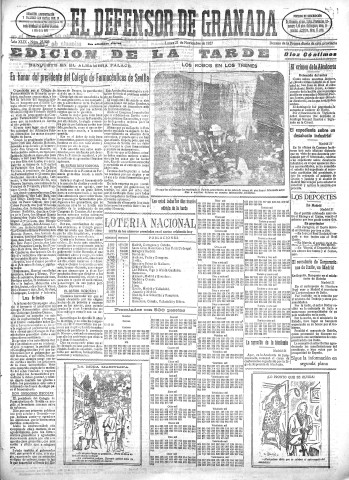'El Defensor de Granada  : diario político independiente' - Año XLIX Número 25326 Ed. Tarde - 1927 Noviembre 21