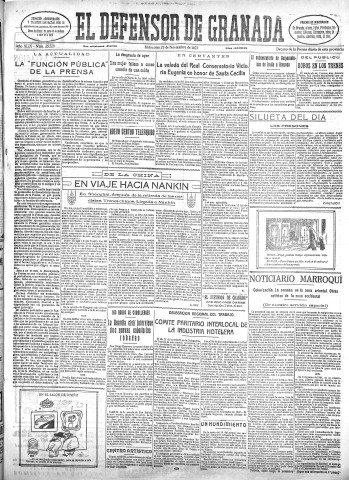 'El Defensor de Granada  : diario político independiente' - Año XLIX Número 25329 Ed. Mañana - 1927 Noviembre 23