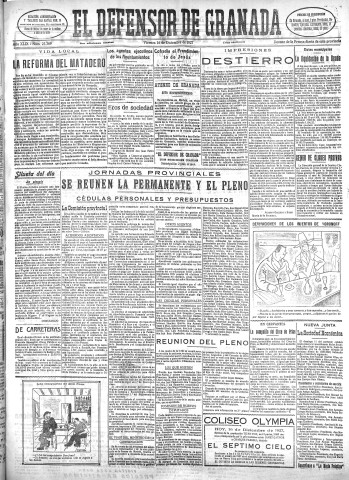 'El Defensor de Granada  : diario político independiente' - Año XLIX Número 25369 Ed. Mañana - 1927 Diciembre 16